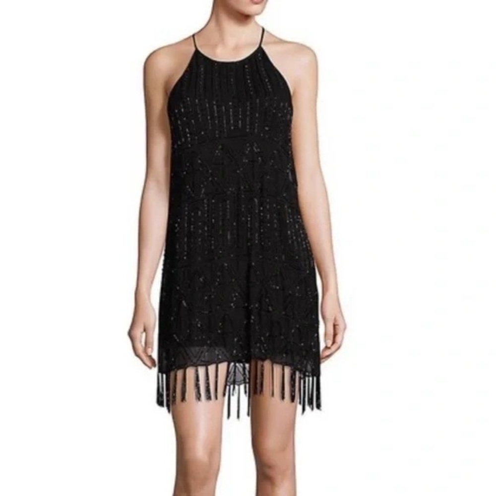 Joie Beaded Sanibel Dress Black | Size M | Fringe Cocktail Dress